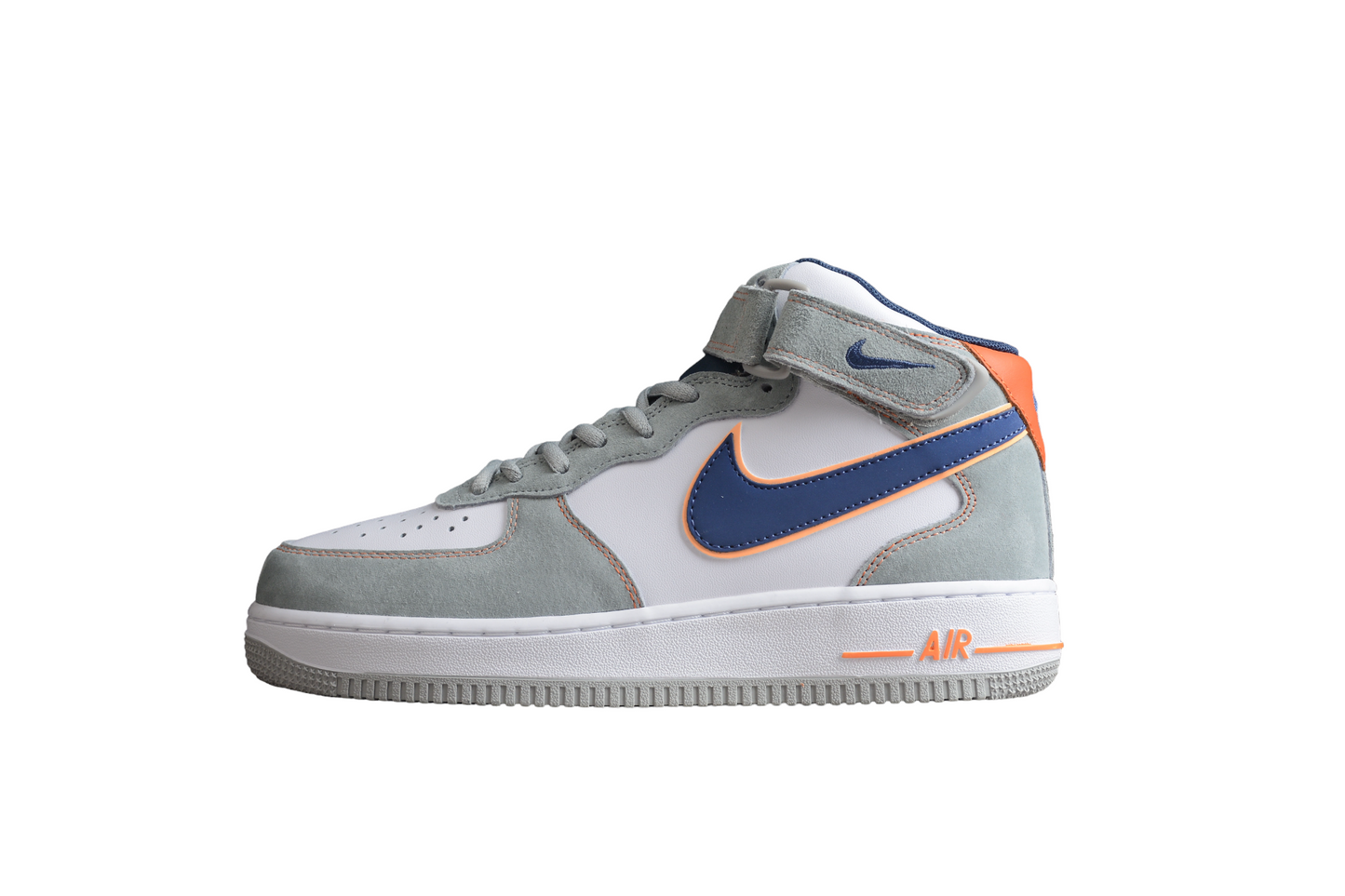 Nike Air Force 1'07 Gris Bleu Foncé Rouge Orange