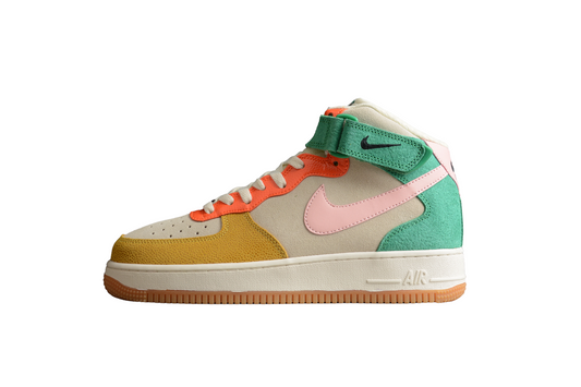 nike Air Force 1 gris Jaune Vert Crochet Rose